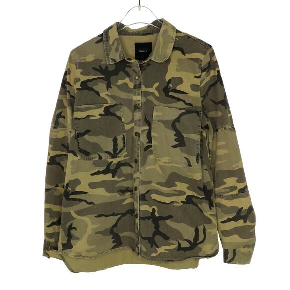 Forever 21 Camo Army Print Casual Jacket Shacket Casual Small - Picture 2 of 6
